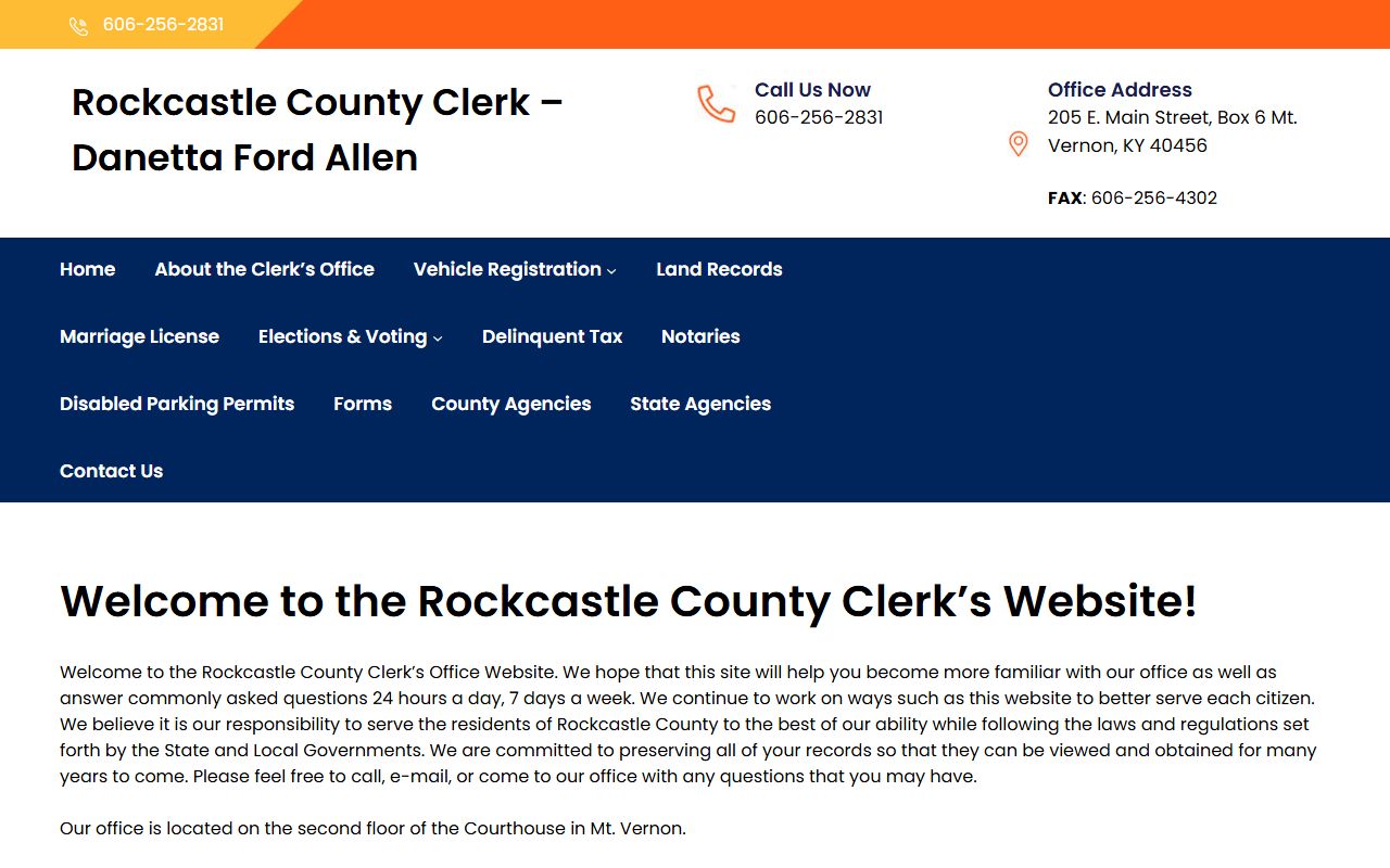 Rockcastle County Circuit Court Clerk records and County Clerk homepage distinction