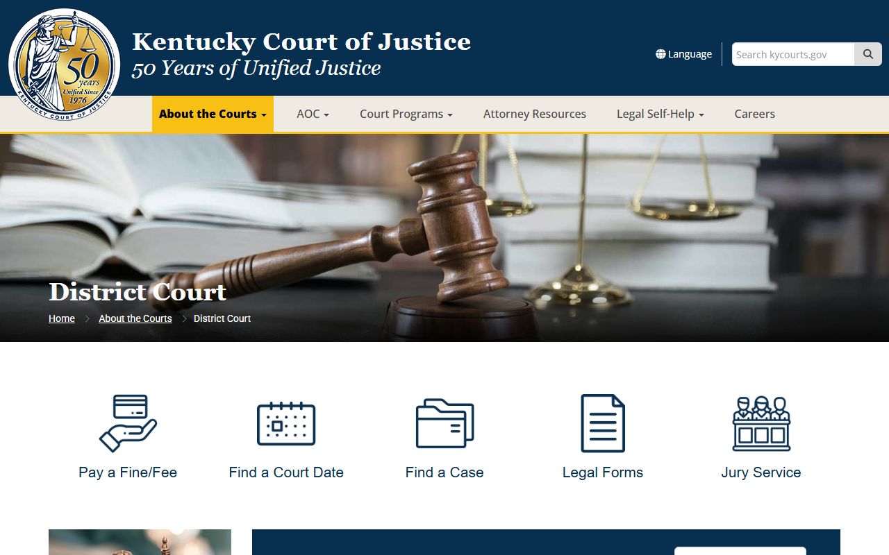 Rockcastle County court records District Court jurisdiction page