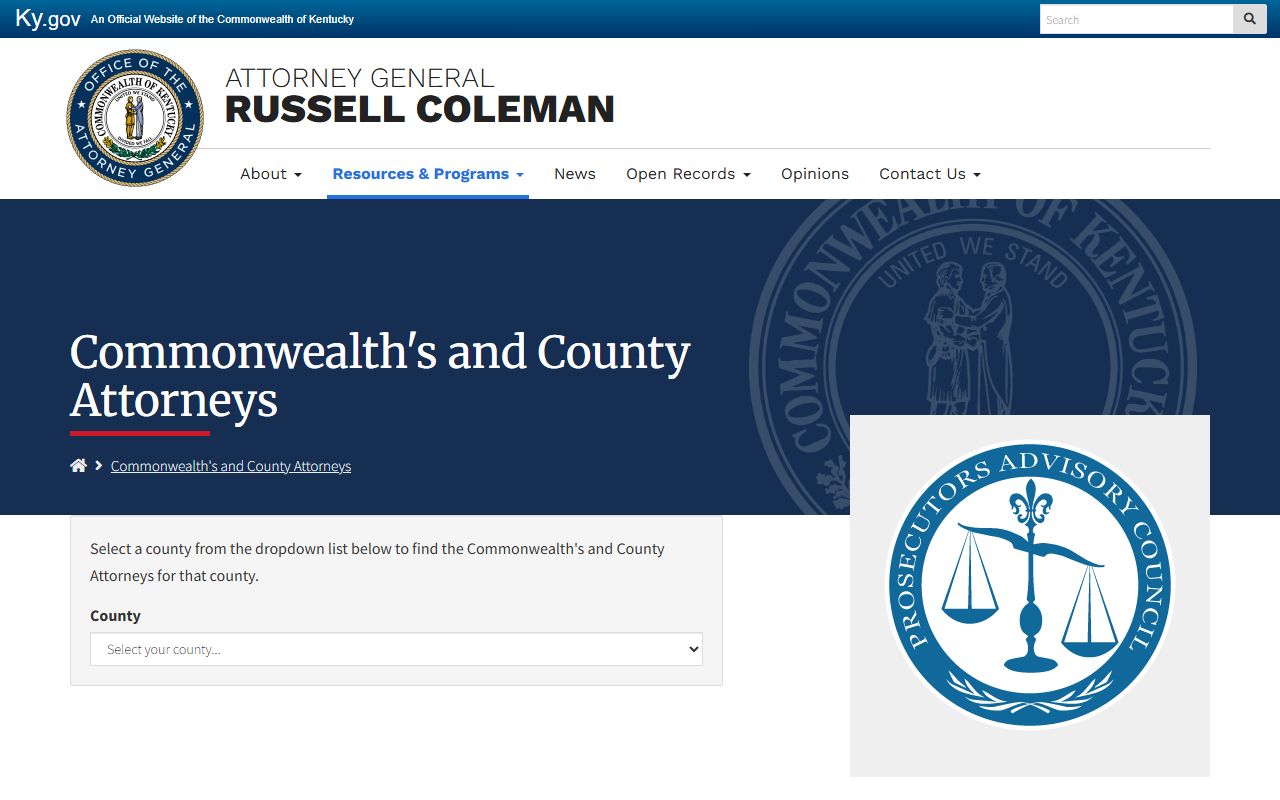 Rockcastle County Circuit Court records Kentucky Attorney General prosecutor directory