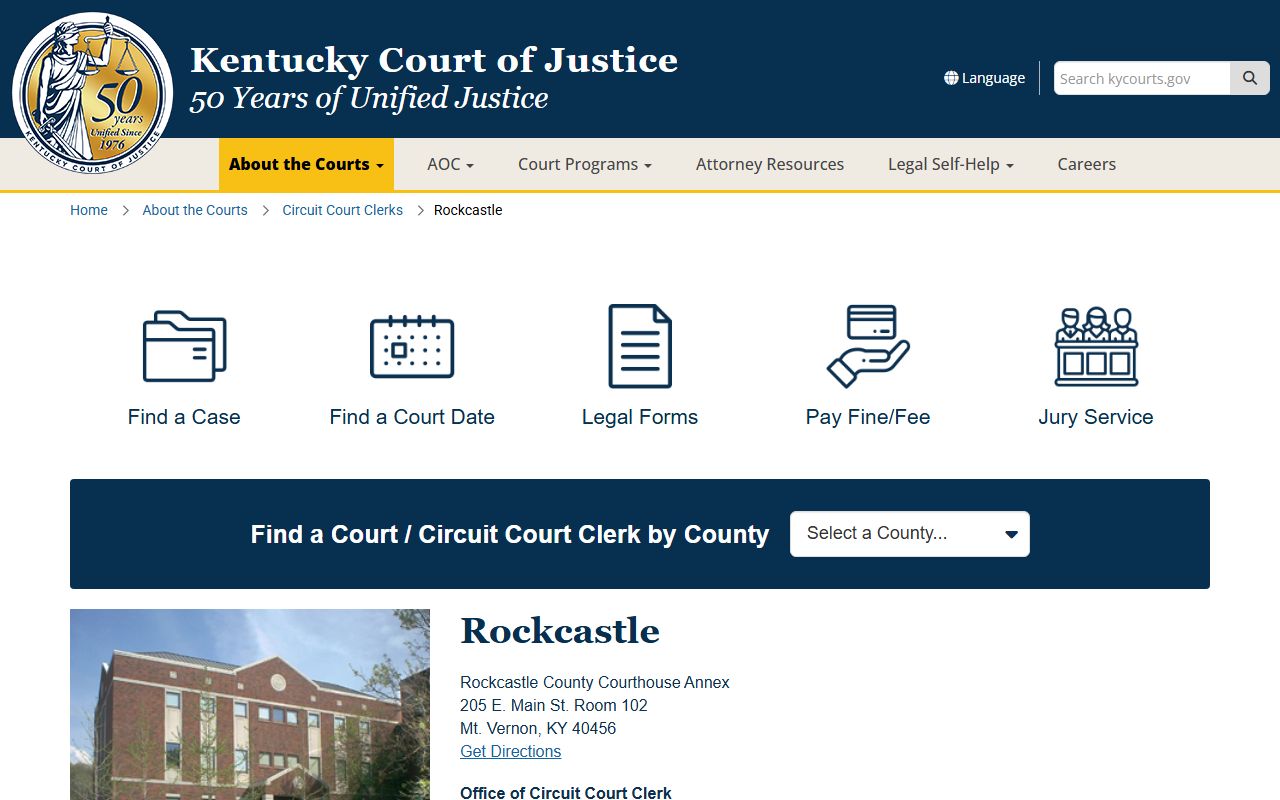 Rockcastle County court records Kentucky Court of Justice county page