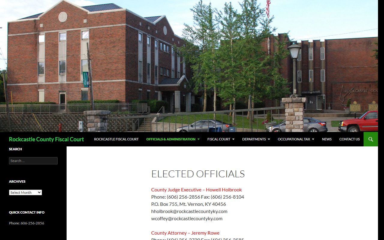 Rockcastle County court records elected officials list