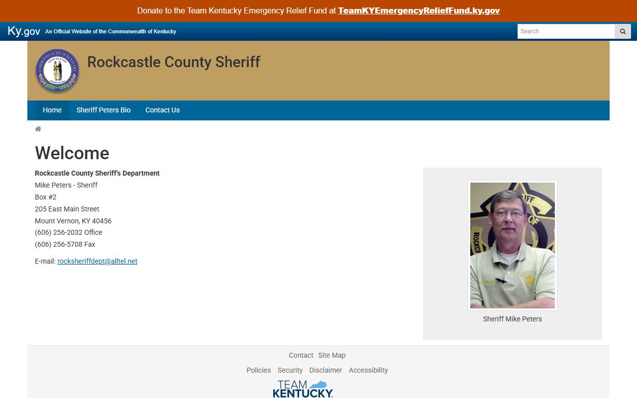 Rockcastle County warrant records sheriff office page